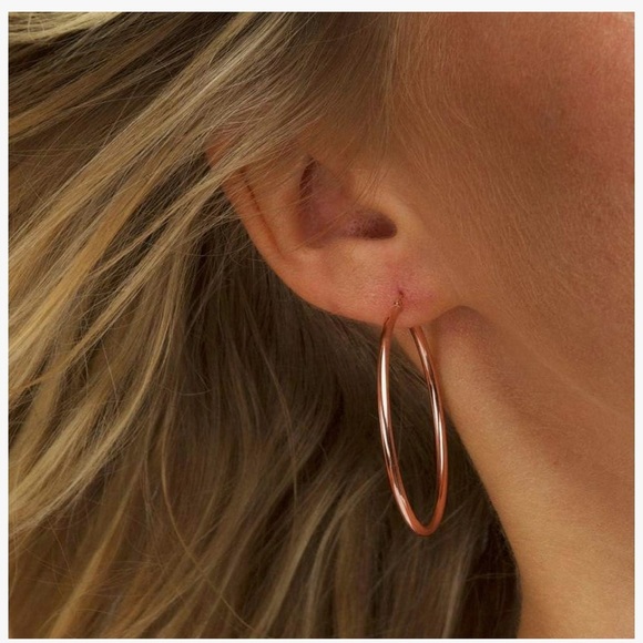 Elegant Rose Gold Hoop Earrings (065) - Picture 2 of 5